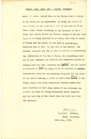 An archival document representing a Official Reports of 1 page(s)