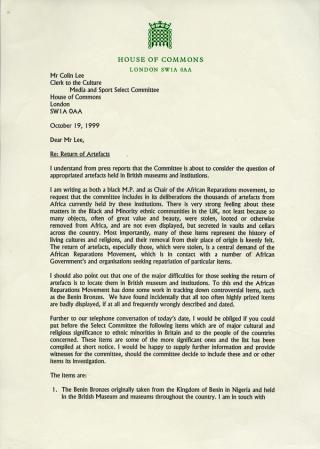 An archival document representing a Correspondence of 1 page(s)