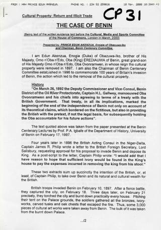 An archival document representing a Official Reports of 2 page(s)