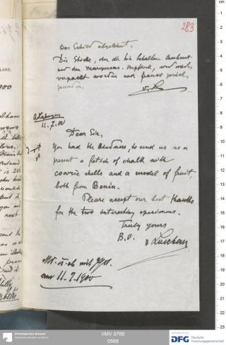 An archival document representing a Correspondence of 2 page(s)