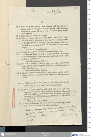 An archival document representing a Auction Catalog of 2 page(s)