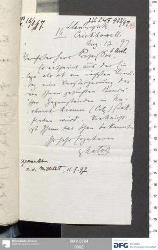 An archival document representing a Correspondence of 2 page(s)