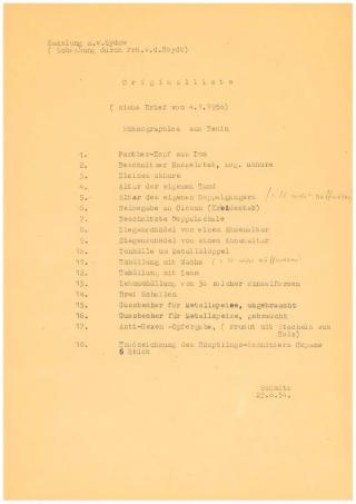 An archival document representing a Inventories of 1 page(s)