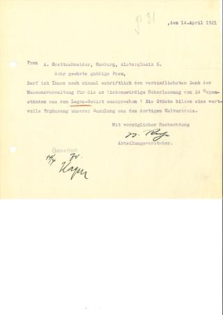 An archival document representing a Correspondence of 1 page(s)