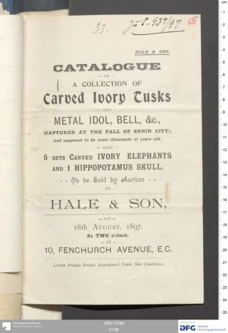 An archival document representing a Auction Catalog of 8 page(s)