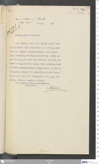 An archival document representing a Correspondence of 2 page(s)