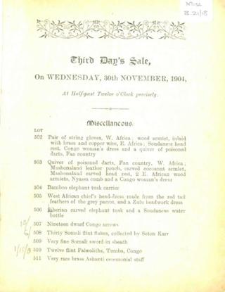 An archival document representing a Auction Catalog of 7 page(s)