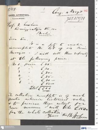 An archival document representing a Correspondence of 2 page(s)