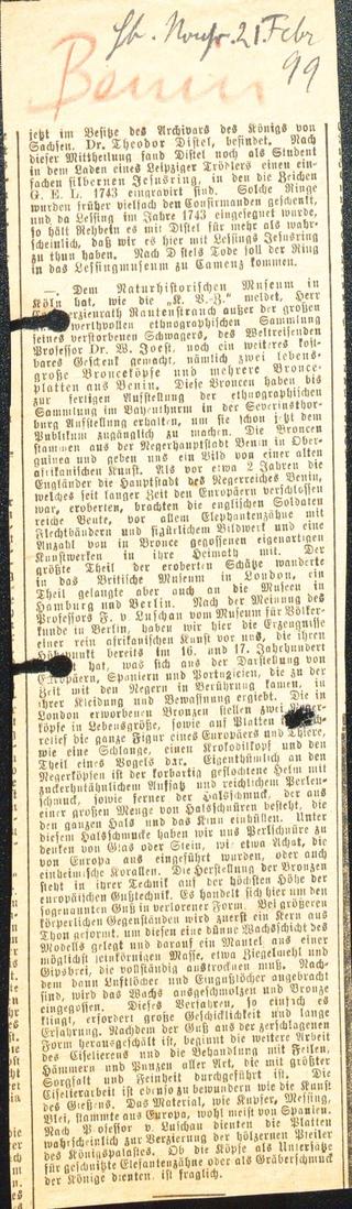 An archival document representing a Newspaper Clippings of 1 page(s)