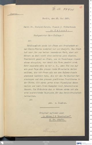 An archival document representing a Correspondence of 2 page(s)