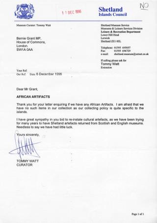 An archival document representing a Correspondence of 1 page(s)