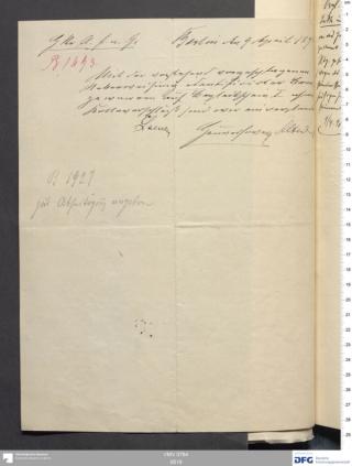 An archival document representing a Correspondence of 1 page(s)