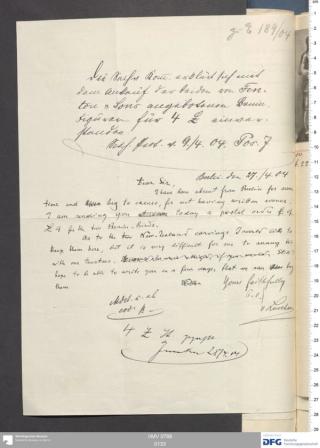 An archival document representing a Correspondence of 1 page(s)