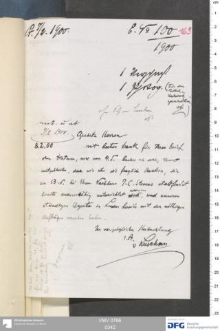 An archival document representing a Correspondence of 1 page(s)