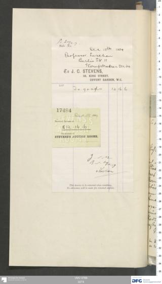 An archival document representing a Receipts of 1 page(s)