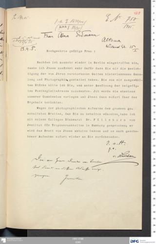 An archival document representing a Correspondence of 2 page(s)