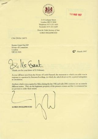 An archival document representing a Correspondence of 1 page(s)